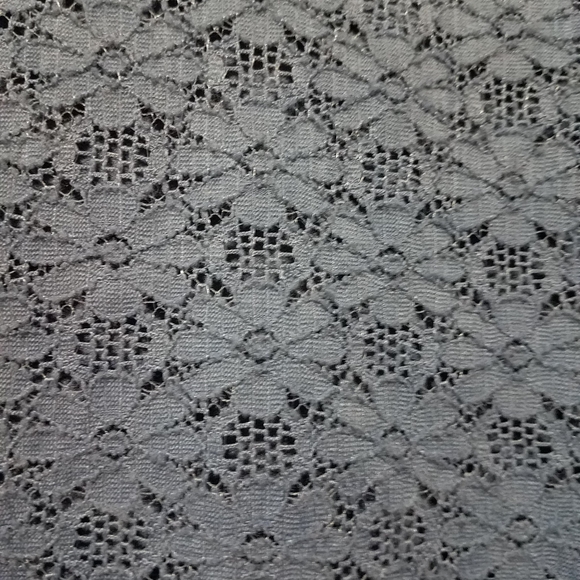 Chic Blue Floral Lace Overlay 2X Short Sleeve Top - Picture 8 of 8